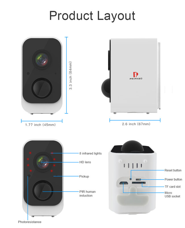 Caméra de sécurité extérieure sans fil Tuya, caméra IP, batterie aste, étanche, 2MP, 1080P, 62 WiFi