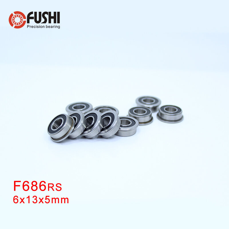 F686-2RSベアリング 6 × 13 × 5 ミリメートル 10 個ABEC-1 ミニチュアフランジF686RSボールベアリングRF-1360DD