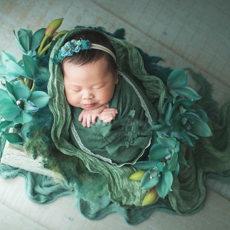 Klv 1Set Baby Soft Wrap Top Knoop Hoed Hoofdband Kussen Pasgeboren Photo Props Infant Schieten Outfits Kostuum Set Voor jongens Meisjes Gift