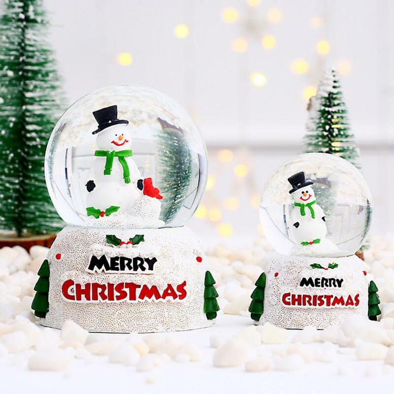 Globo de nieve de cristal decorativo para Navidad, adorno de globo de nieve en miniatura, bola de cristal de muñeco de nieve