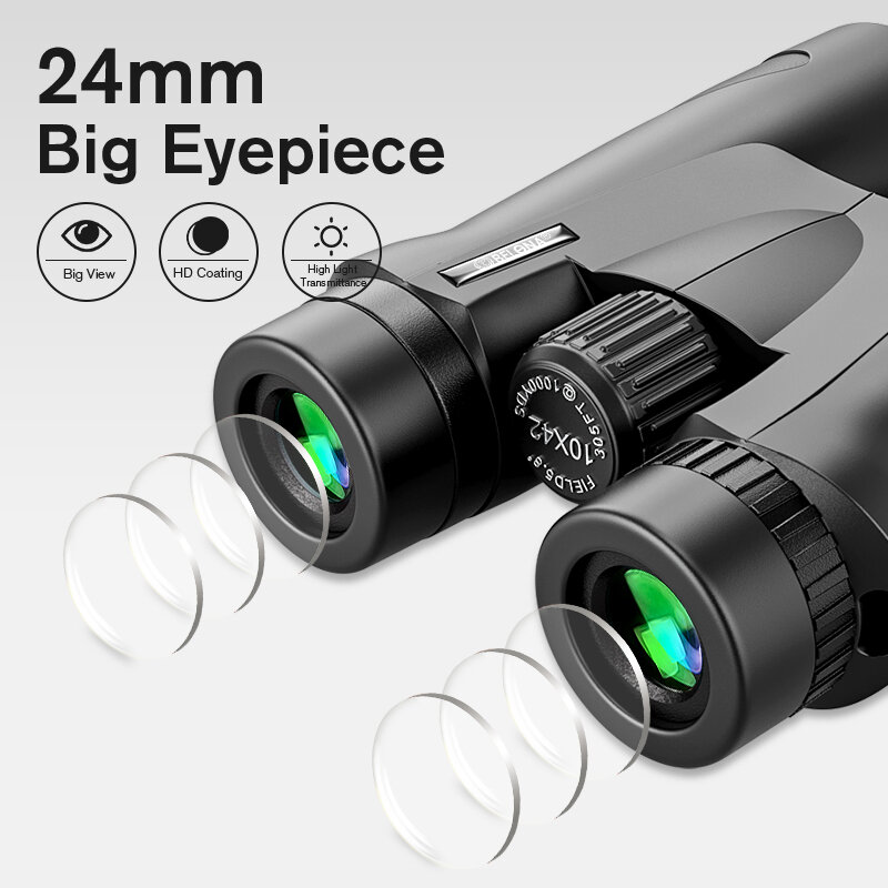 8X42 10x42 12X42 Binoculars Hunting and Tourism BAK4 Prism FMC HD Professional Powerful Military Telescope Visible at low light