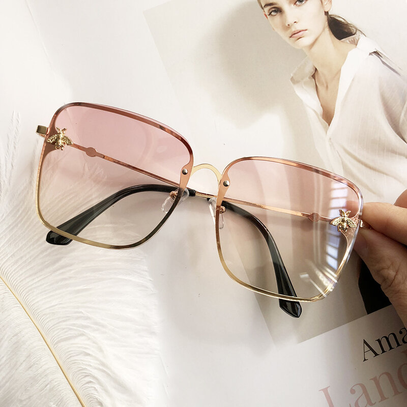 Женские зеркальные солнцезащитные очки IENJOY, квадратные солнцезащитные очки с милым дизайном пчелы, zonnebril dames gafas de sol mujer