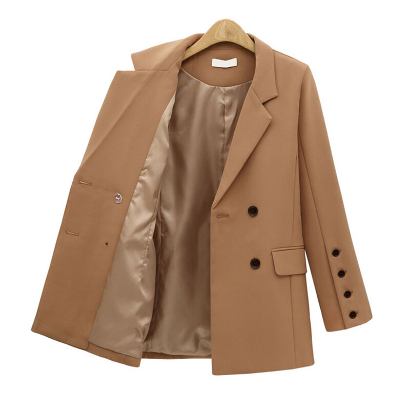 Ternos femininos jaquetas blazers feminino casacos sólidos 2021 senhoras de escritório usa outono primavera jaqueta fina dupla breasted outwears ll002