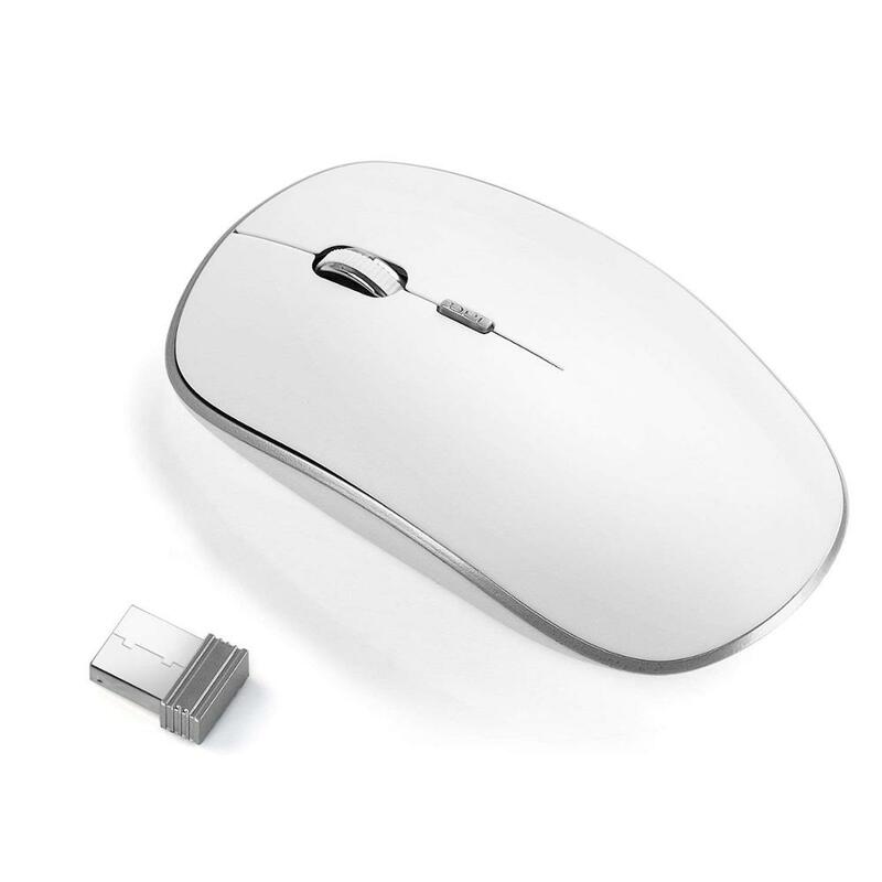 Ratón inalámbrico silencioso para ordenador portátil, mouse inalámbrico con nanoreceptor USB (plateado), ergonómico, Mac, PC, TV
