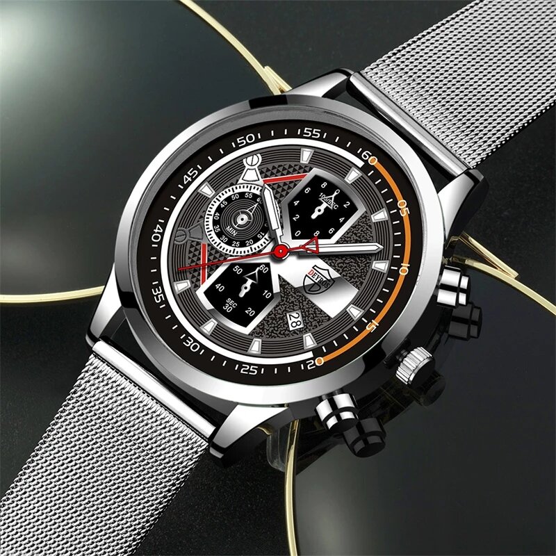 Luxus Mann Uhren Edelstahl Analog Quarz Casual Kalender Leuchtende Uhr Mode-Business Männer Armbanduhr montre homme