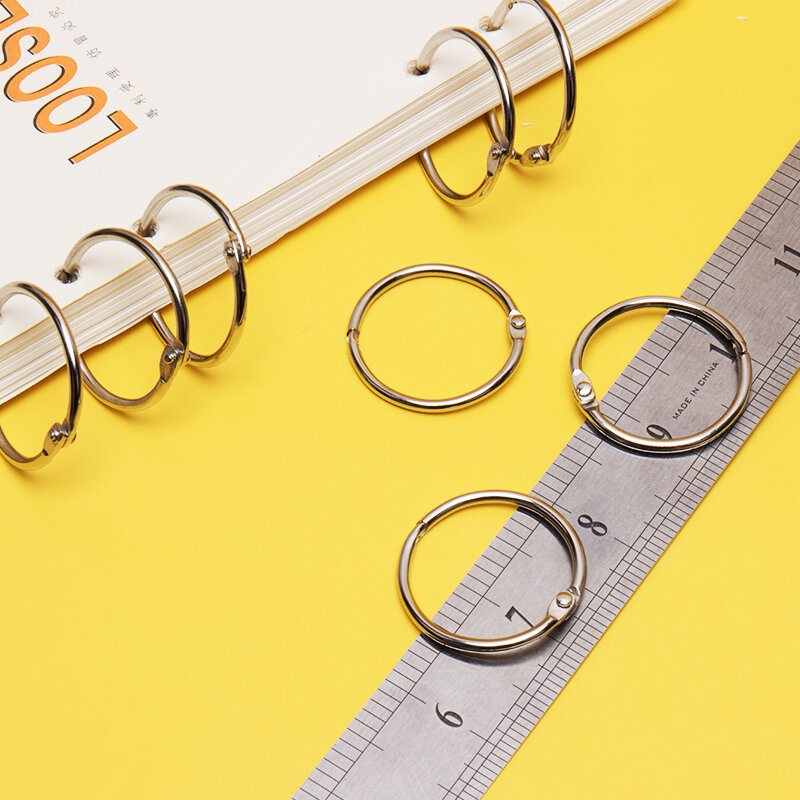 10 Pcs Metal Ring Binder 15 - 80mm DIY Albums Loose-leaf Book Hoops Opening Office Binding Supplie Photo Album Ring Keychain
