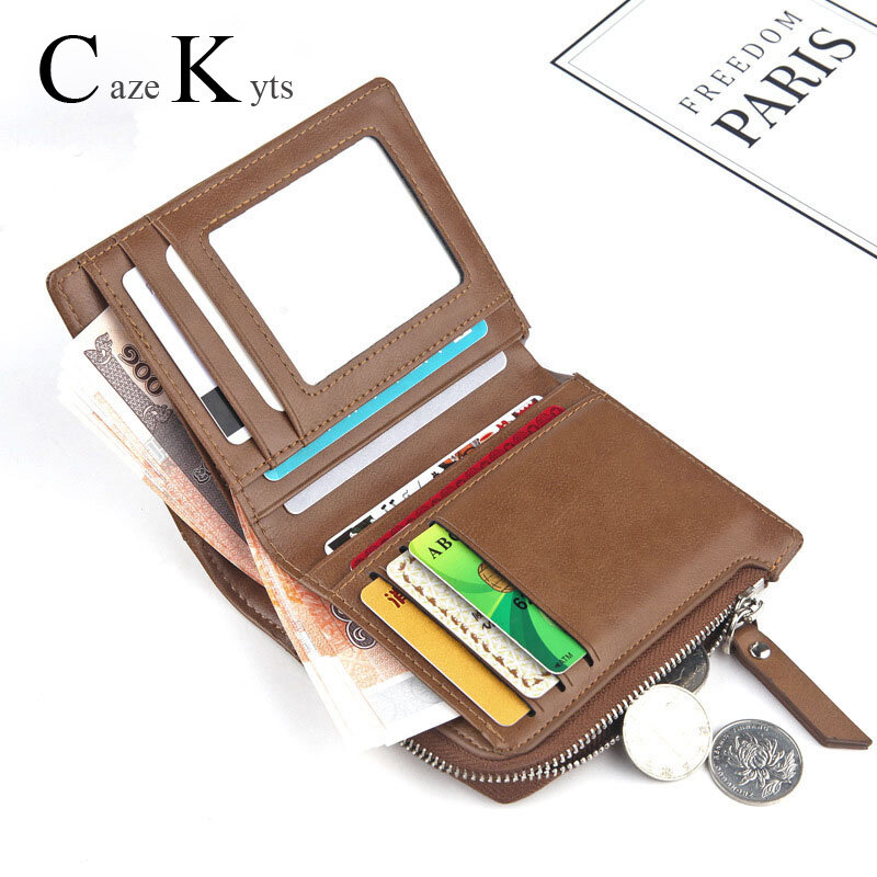 New men's wallet Short retro fashion classic multi-card zipper bag Large-capacity coin purse