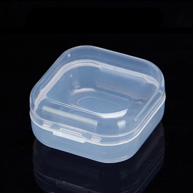 صندوق صغير من البلاستيك صندوق تخزين شفاف جمع حاوية منظم مع غطاء يتوقف لتنظيم أجزاء صغيرة 3.5x3.5x1.8cm