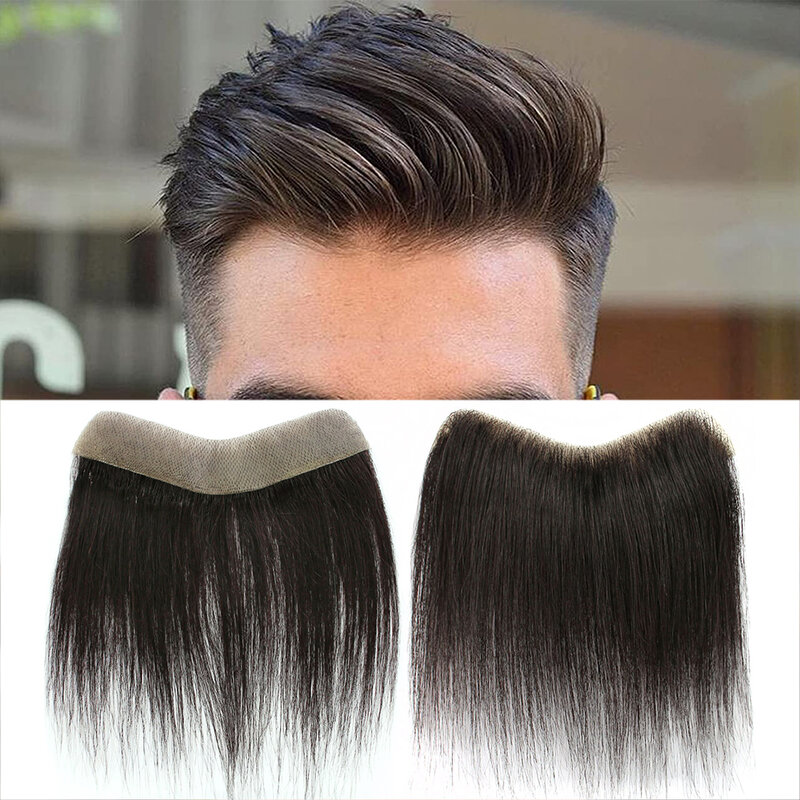 Передний парик для мужчин, парик с V-образным вырезом, парик без повреждений, тонкая основа, натуральный парик и ленты
