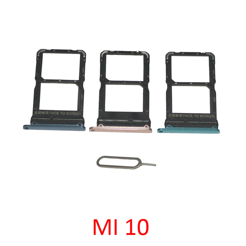 Baki Chip Sim Baru untuk Xiaomi Mi 10 Ponsel Asli Adaptor Penyangga Slot Kartu SD Mikro SIM Nano Abu-abu Emas Hijau untuk Mi 10 dengan Pin