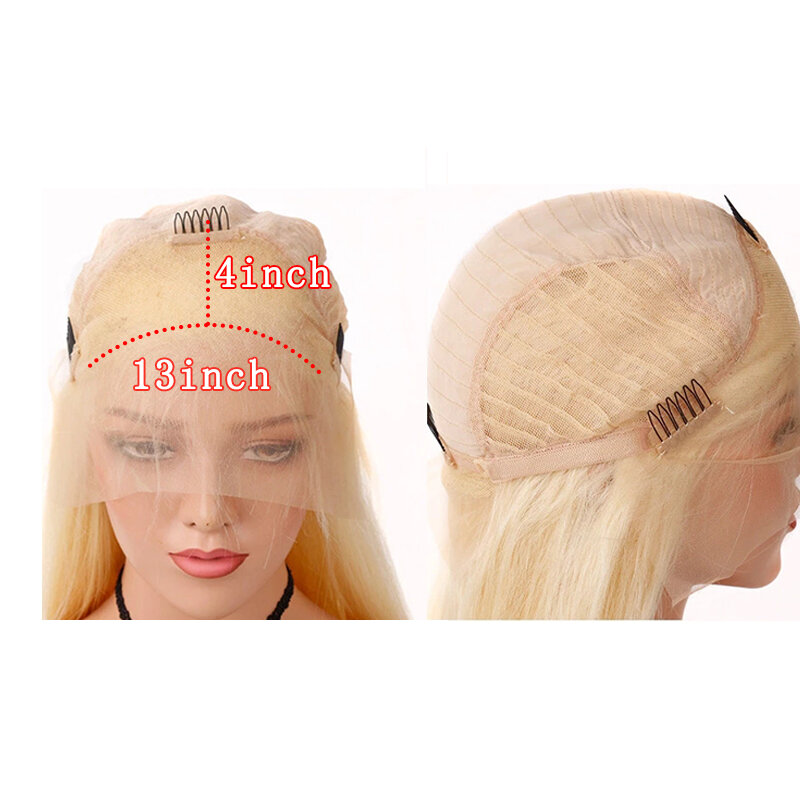 Straight Lace Front peruca de cabelo humano para mulheres, Ash Blonde, 13x4 laço frontal perucas, prepluck, brasileiro, Remy, feminino