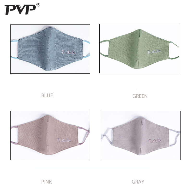 PVP-mascarilla facial de algodón antipolvo para hombre y mujer, máscara con filtro de impresión, a prueba de viento, a la moda, negra, cálida