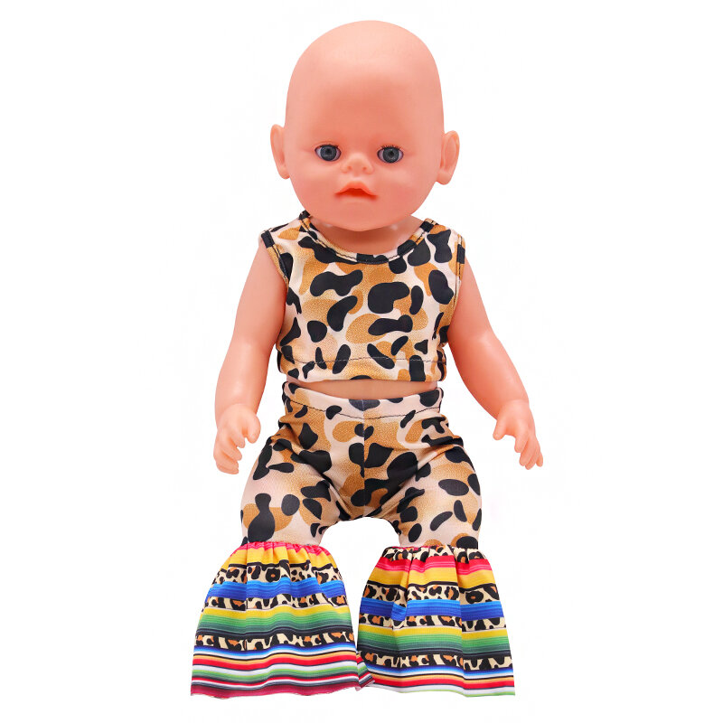 Boneca de leopardo sexy, verão, traje para 43cm, novas bonecas de bebê, roupas de personalidade, encaixa em 18 polegadas, brinquedo de bonecas americanas e diy