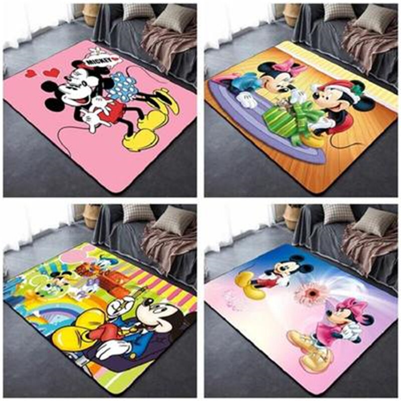 80x160cm Minnie Mickey Mouse Play Mat Door Mat Kids Boys Girls Game Mat Carpet Bedroom Indoor Mat Play Mat Baby Gym