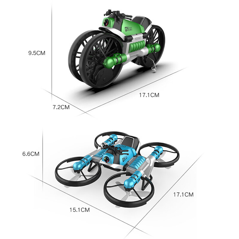 Deformado Motocicleta Drone com Câmera, WiFi FPV, Helicóptero RC, 2 em 1 Quadcopter Dobrável, 2.4G