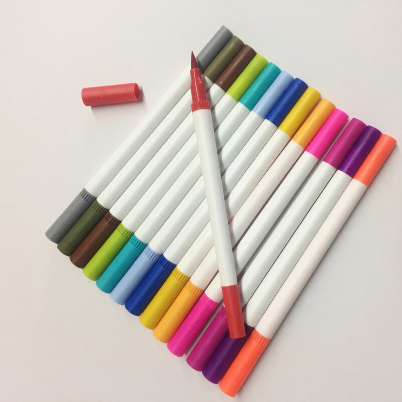 12 pçs/set colorido aquarela marcador caneta dupla cabeça arte esboçar marcadores desenho material escolar papelaria marcador