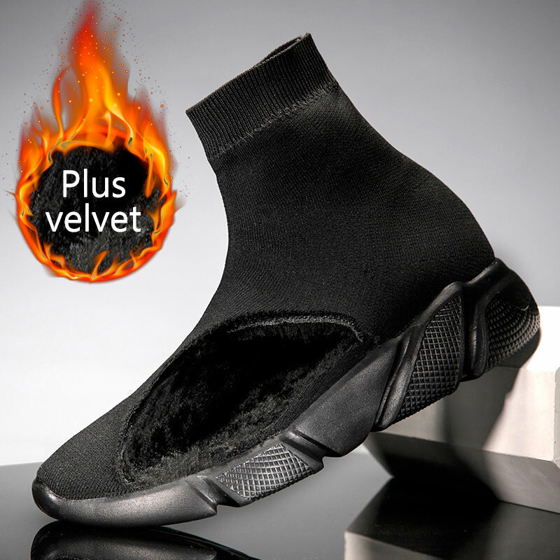 MWY-Sapatilhas masculinas de alta qualidade, sapatilhas de tecido voador, sapatilhas pretas, macias e confortáveis, sapatos casuais para casal, tamanho grande