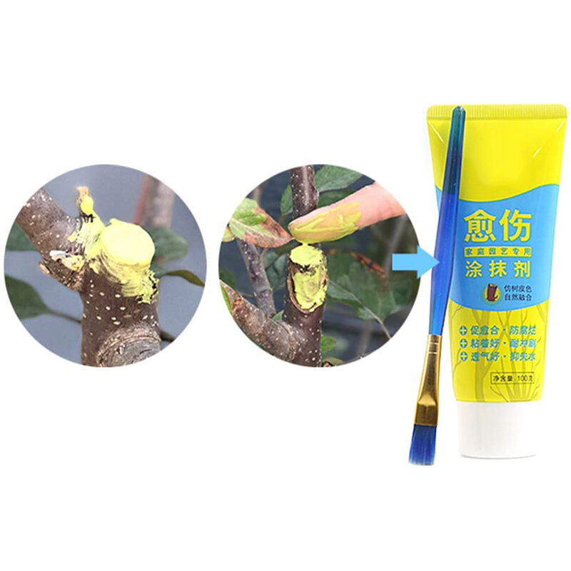 100g Plant Tree Wound Cut Paste Smear Agent Pruning Compound Sealer with Brush Green plant flowers seedling wound healing cream