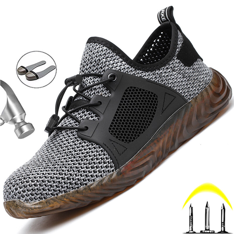 Zapatos de seguridad indestructibles para hombre, zapatillas de trabajo con punta de acero, botas a prueba de perforaciones, calzado de talla grande 49 50