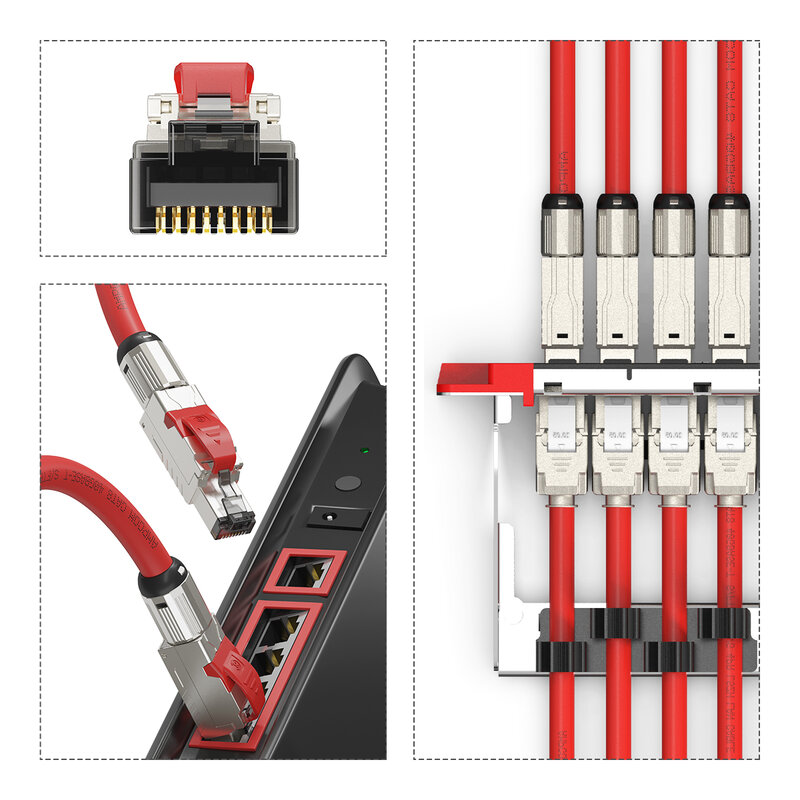 AMPCOM-Cable Ethernet de red RJ45, 10gbps, Cat8, Cat7, Cat6A, preterminado, longitud personalizada