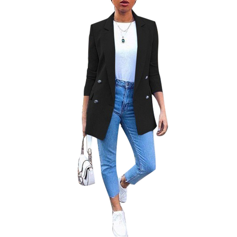 2020 Women Blazer Casual Long Sleeve Blazers Open Front Office Lady Suit Jacket OL Lapel Coat Cardigan Blazers Formal Blazers