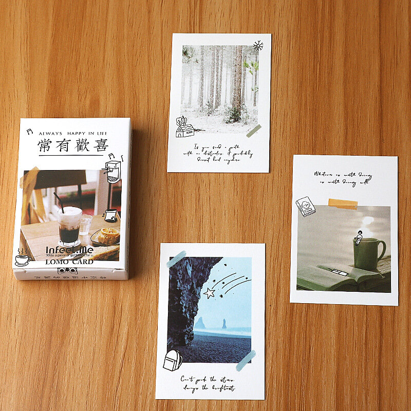 Lomo-다양한 칵테일 쓰기 가능한 작은 메시지 카드 28 개, 행복한 여행 북마크 저널 장식 인사말 종이 문구 선물