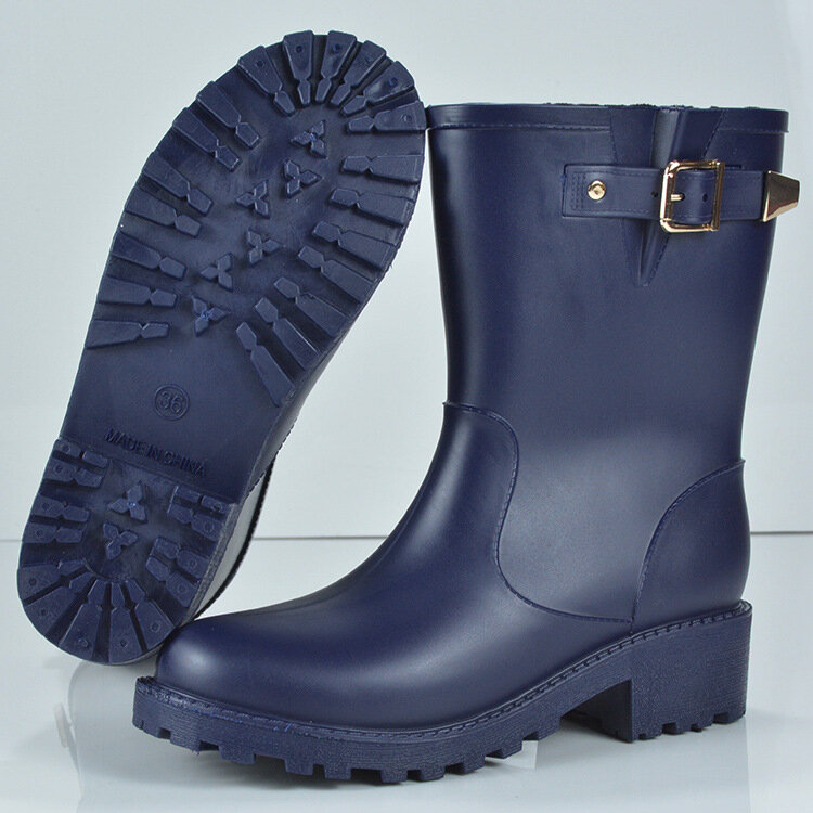 Botas femininas botas de design de marca botas de chuva sapatos de borracha sólida à prova dwaterproof água sapatos de moda