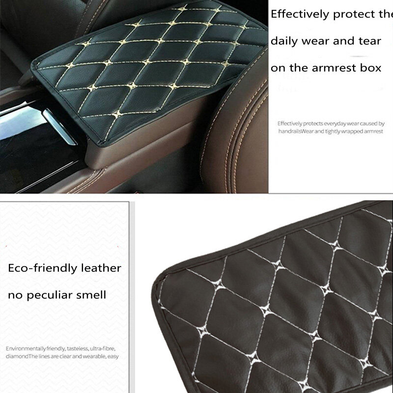 1PC Car Styling PU podłokietnik ze schowkiem Anti-wear pokrywa podłokietnik mata pyłoszczelna poduszka akcesoria do wnętrza samochodu skóra uniwersalna