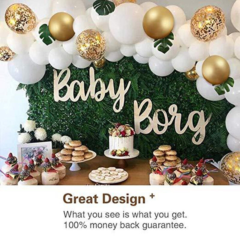 Globos de látex de confeti de oro blanco para niños, decoración para fiesta de cumpleaños, boda, arco con hojas de palma, juguetes para niños, 100 Uds.