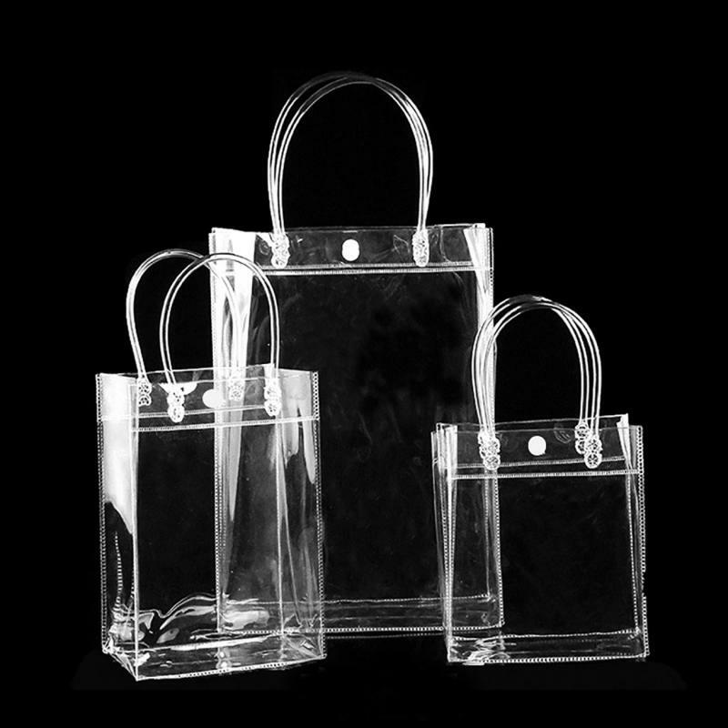 10pc Clear Tote borsa impermeabile PVC trasparente Shopping Bag borsa a tracolla borsa da viaggio ecologica borse per scarpe