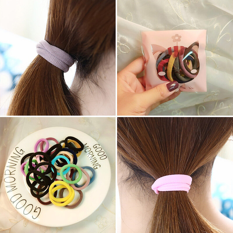 10PC Sweet Candy Color Circle Female Ponytail Elastic Hair Bands Fashion Girls High Elastic Women's Hair Accessories HeadWear