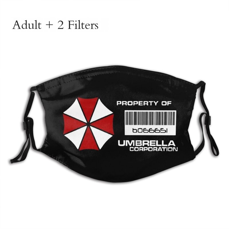 Umbrella corporation máscara facial propriedade mascarilla wasbaar distintivo na moda com filtros pm2.5