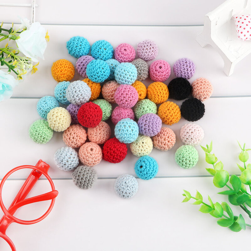16/20MM Knitting Crochet Rodada De Madeira Beads 20 Pçs/lote Handmade Bola DIY Colar Jóias Orgânicas Pulseira de Dentição Beads