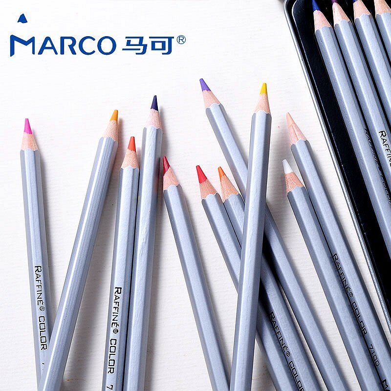 마르코-전문 오일 색연필 페인팅 세트, 무독성 무연 스케치 연필 필기구, 어린이 선물, 학교 용품