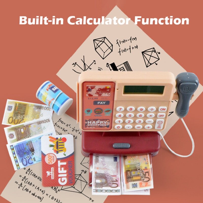 Kids Cashier toy Cash Register Calculator Children's puzzle Play toy Girl Boy Simulation supermarket Store Shopping cosplay toys