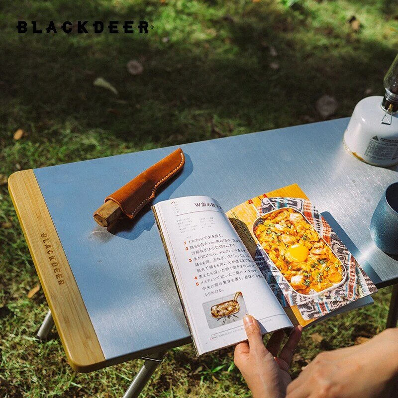 대나무 스테인레스 스틸 접이식 테이블 휴대용 가방 바베큐 안정적인 프레임, 야외 캠핑