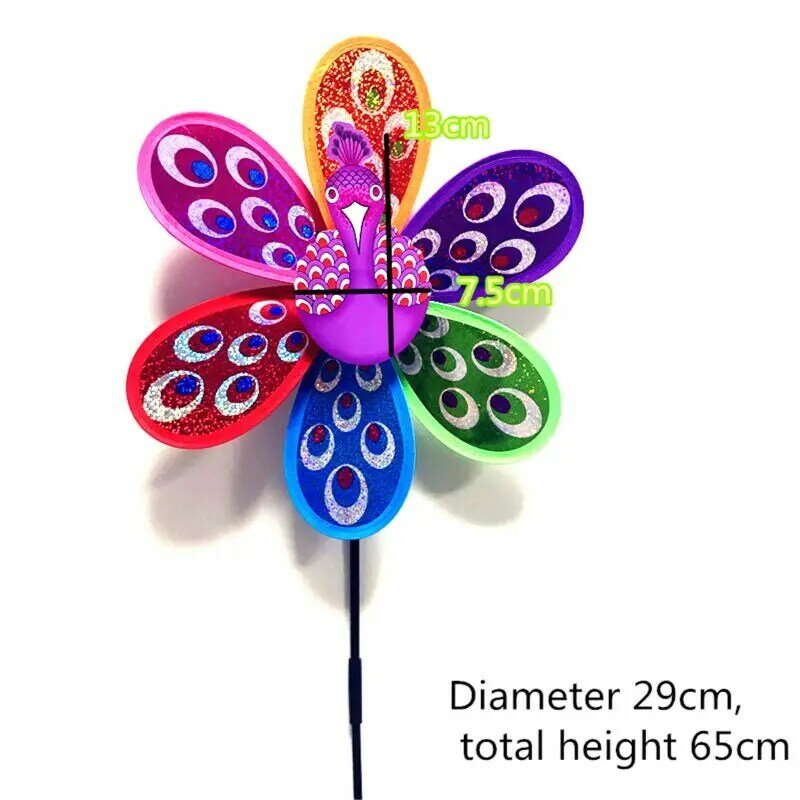 สีสัน3Dน่ารักHandmade Wind Spinner Windmillของเล่นสำหรับทารกนกยูงตกแต่งGarden Yardกลางแจ้งของเล่นคลาสสิกเด็ก