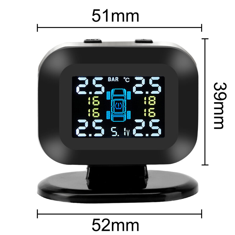 Mini USB TPMS Wireless Car Tire Pressure Monitoring System LCD Display with 4 External Sensor Auto Security Alarm Systems