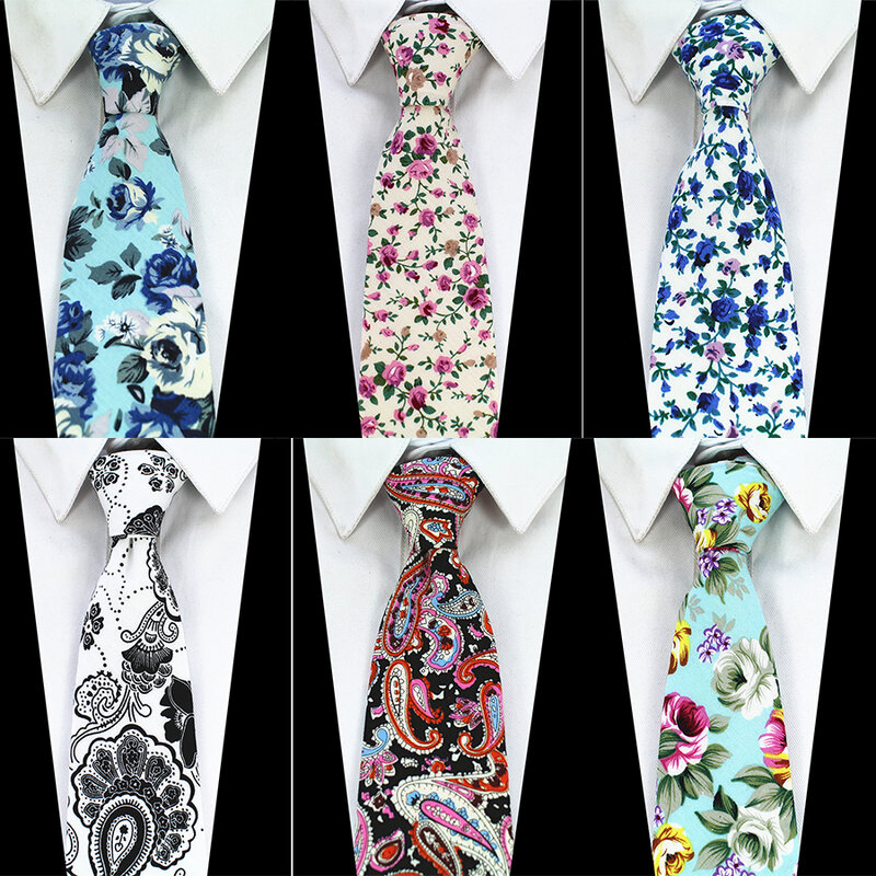 Ricnais Mode 8cm Baumwolle Krawatte Für Herren Business Hochzeit Krawatte Bule Rot Druck Paisley Floral Gravata Zubehör Krawatten