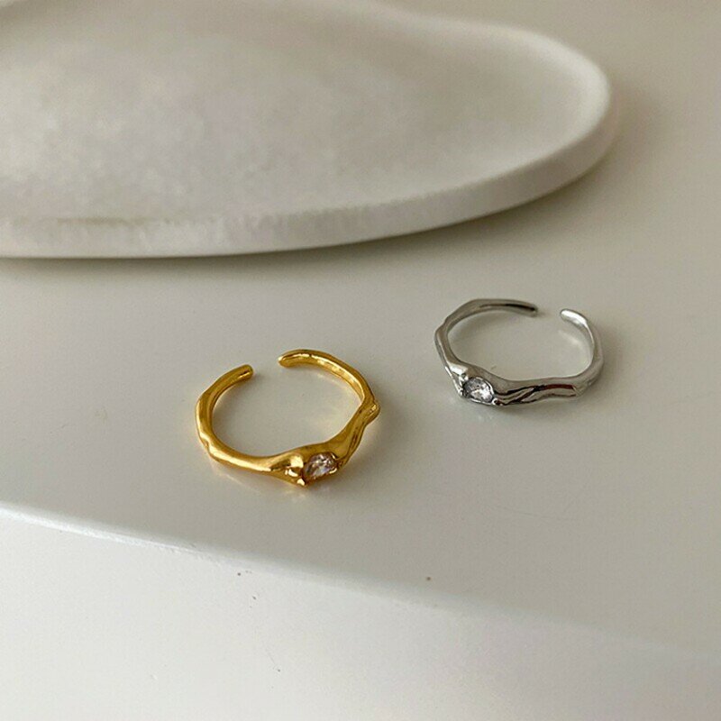 Женские позолоченные кольца из серебра 925 пробы с цирконом