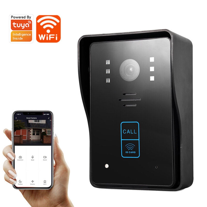 Wifi video doorbell Tuya APP intercom unlock video mobile tracer night vision swipe card 1080P