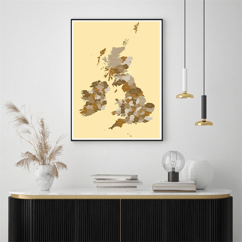 42*59cm Map of The United Kingdom Vintage Wall Art Poster Small Size Canvas Painting Home Decoration School Supplies Travel Gift