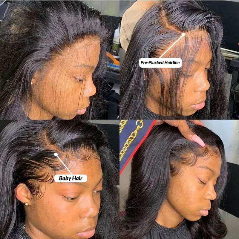 Peruca frontal do laço molhado e ondulado brasileiro para mulheres, perucas pré-arrancadas do cabelo humano, onda do corpo, 30 ", 13x6 HD, 13x4, 360