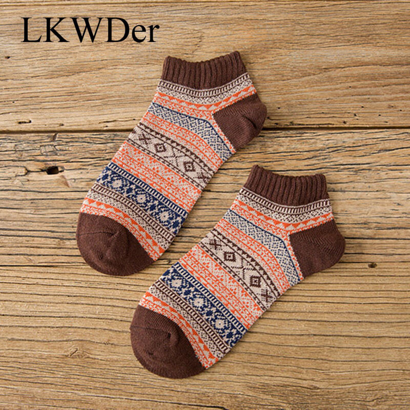 LKWDer – chaussettes en coton épais pour hommes, 5 paires, décontractées, Vintage, à la mode, chaud, en laine, automne et hiver