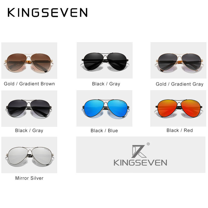 KINGSEVEN 2023 New Trend Quality occhiali da sole da uomo in lega di titanio occhiali da sole polarizzati occhiali da vista da donna Pilot Mirror Oculos de sol