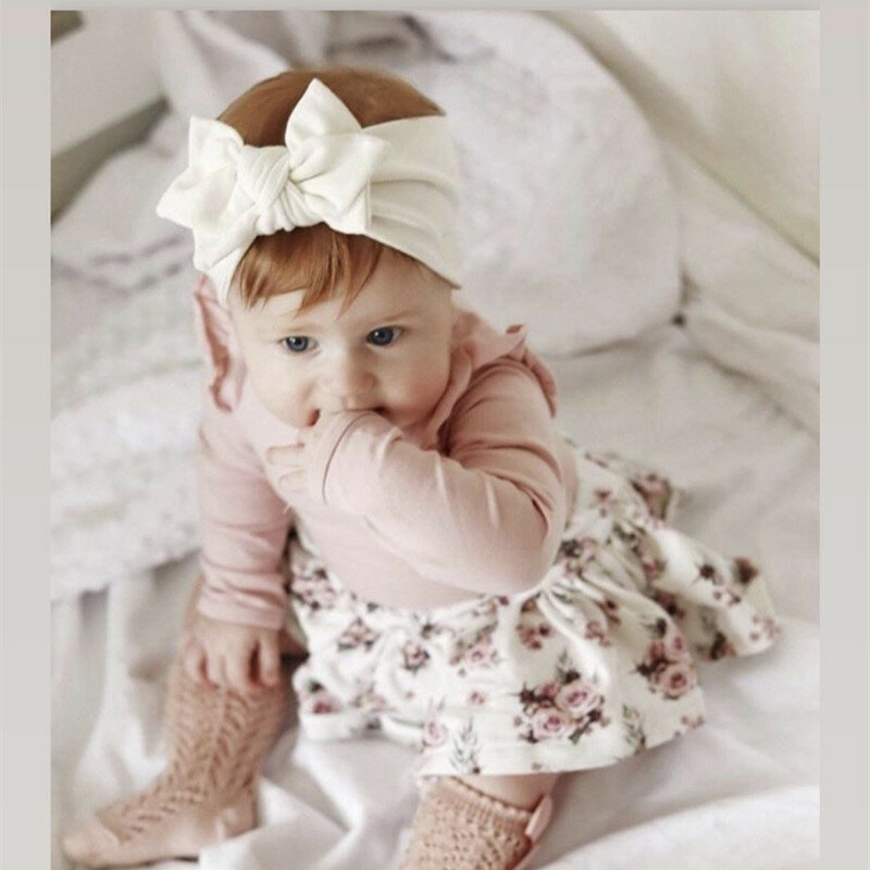 Bandeau en coton pour bébé, nœuds de cheveux, bandana pour enfant, Turban large, tiare d'oreille de lapin pour fille, accessoires mignons pour cheveux