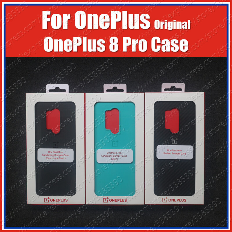 IN2020อย่างเป็นทางการกล่อง Oneplus 8 Pro คาร์บอนกันชน (100% Original) Oneplus 8pro กรณีหินทราย Karbon ฝาครอบ