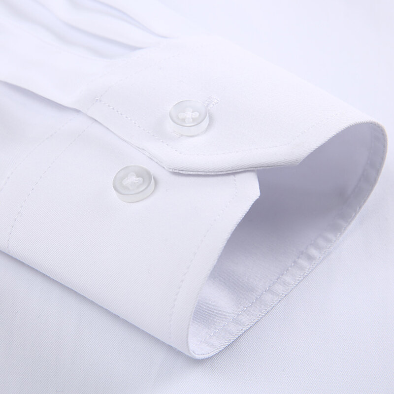 Plus rozmiar męska podstawowa koszula z długim rękawem o standardowym kroju solidna/w paski formalna biznesowa biała praca biuro klasyczna koszula męska