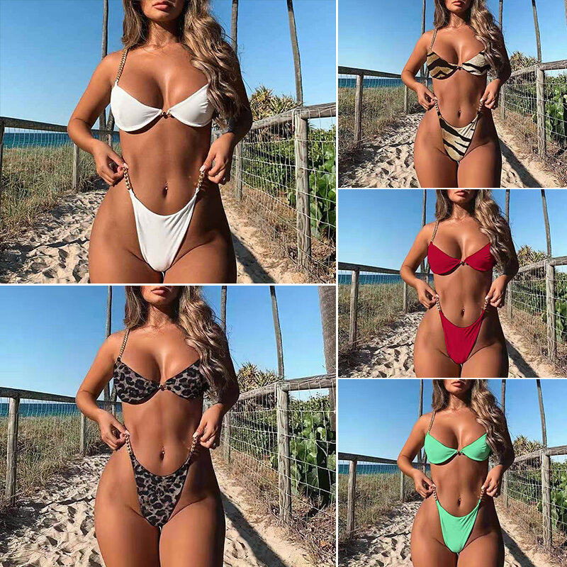 Brazilian Bikini thong White swimsuit female Push up bathing suit High cut swimwear women 2019 Fashion summer bathers biquini