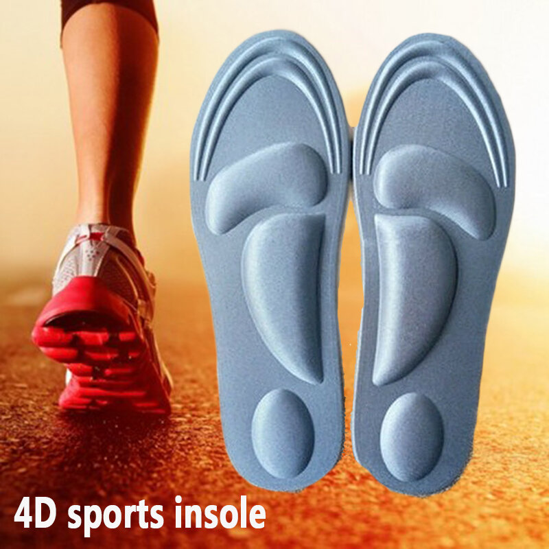 Palmilhas ortopédicas 4D Memory Foam para homens e mulheres, esponja macia, alívio da dor, pés chatos, apoio do arco, almofadas esportivas, sapatos, 2 peças